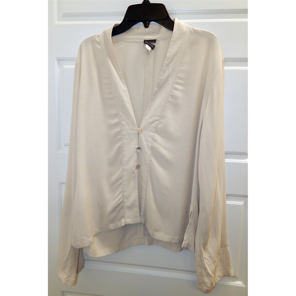 Eileen Fisher sz S Beige Button Down Lightweight Jacket